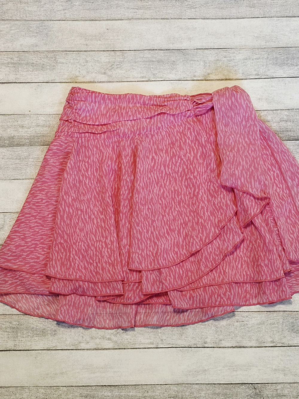 Aerie Chiffon Pink Layered Ruffle Self Tie Skirt Size XS